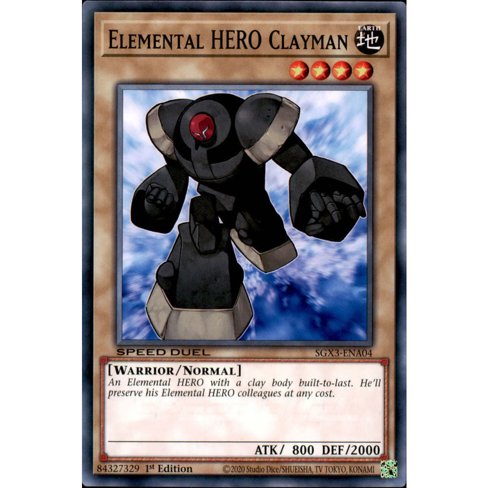 Elemental HERO Clayman SGX3-ENA04 Yu-Gi-Oh! Card from the Speed Duel GX: Duelists of Shadows Set
