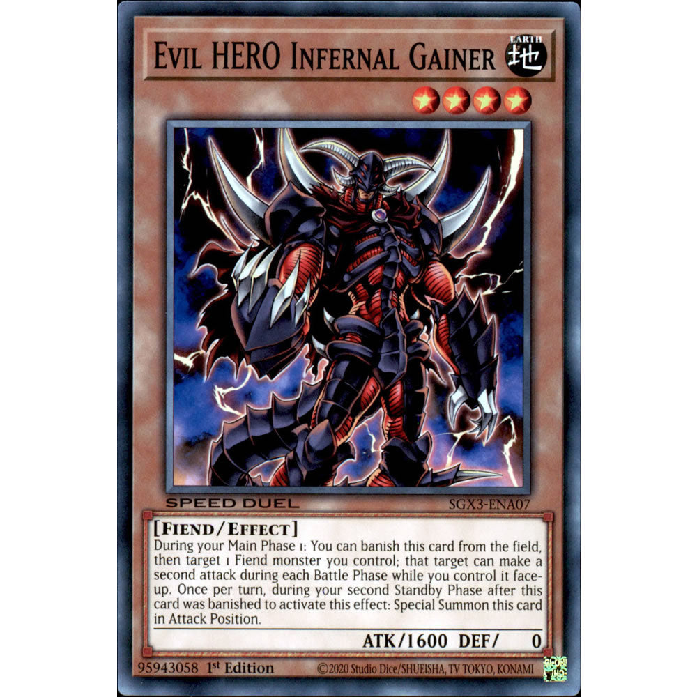 Evil HERO Infernal Gainer SGX3-ENA07 Yu-Gi-Oh! Card from the Speed Duel GX: Duelists of Shadows Set