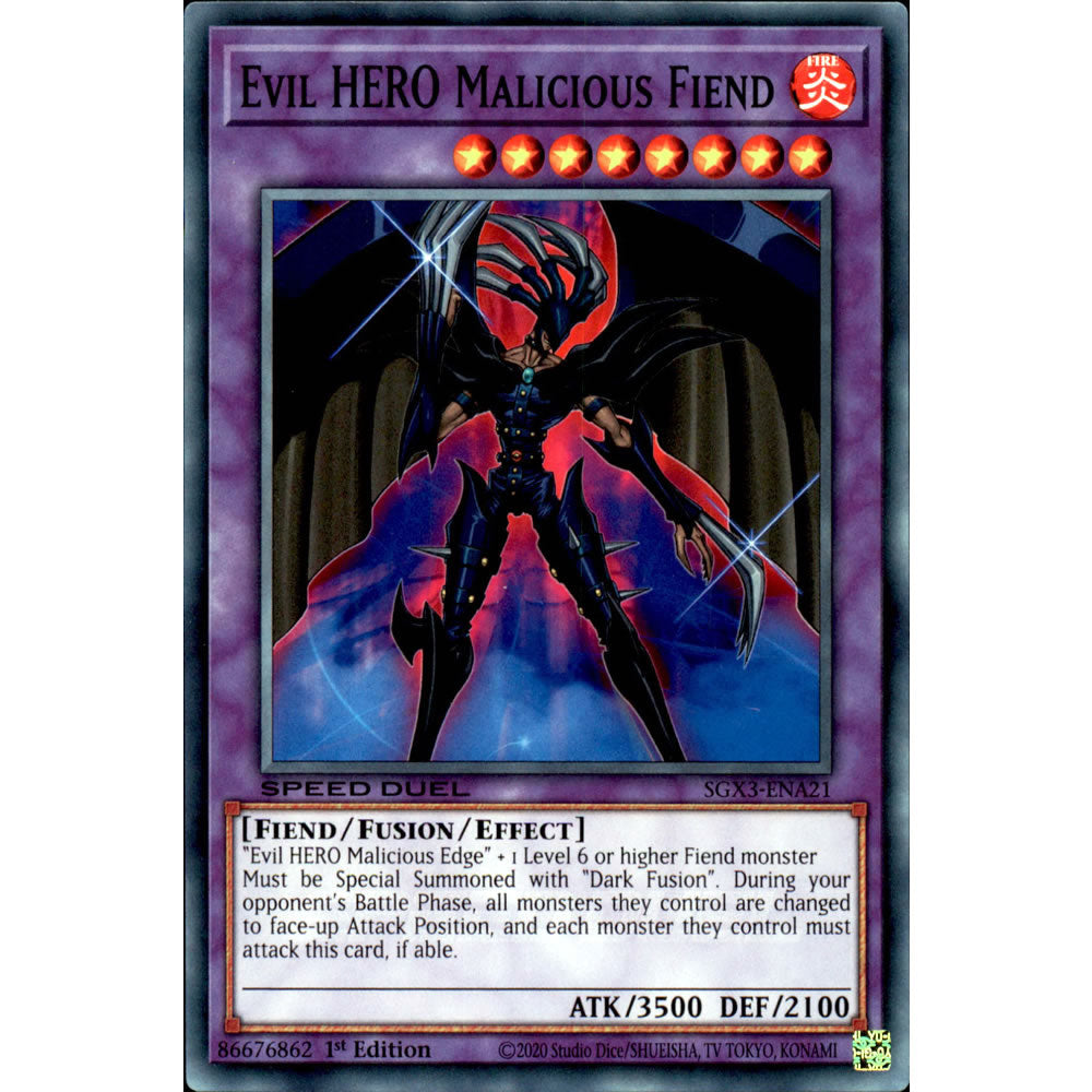 Evil HERO Malicious Fiend SGX3-ENA21 Yu-Gi-Oh! Card from the Speed Duel GX: Duelists of Shadows Set