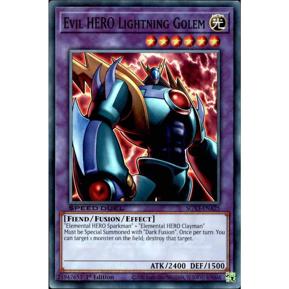 Evil HERO Lightning Golem SGX3-ENA25 Yu-Gi-Oh! Card from the Speed Duel GX: Duelists of Shadows Set