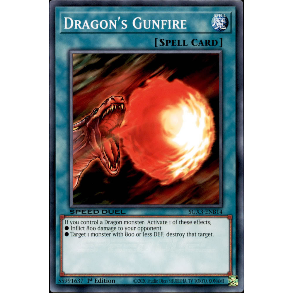 Dragon's Gunfire SGX3-ENB14 Yu-Gi-Oh! Card from the Speed Duel GX: Duelists of Shadows Set