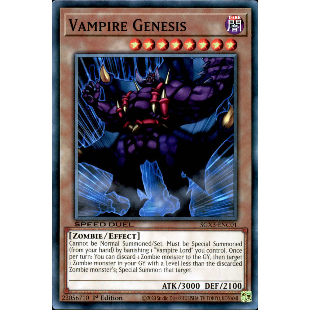 Vampire Genesis SGX3-ENC01 Yu-Gi-Oh! Card from the Speed Duel GX: Duelists of Shadows Set