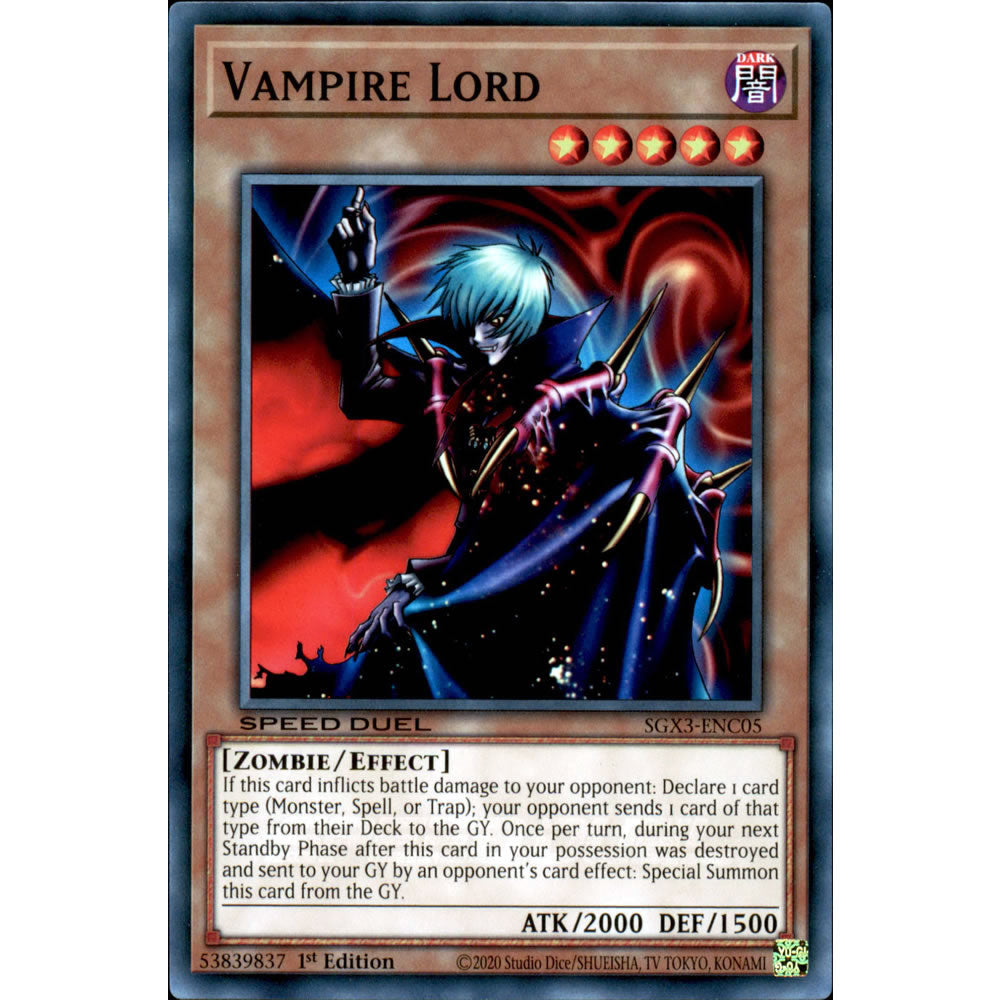 Vampire Lord SGX3-ENC05 Yu-Gi-Oh! Card from the Speed Duel GX: Duelists of Shadows Set