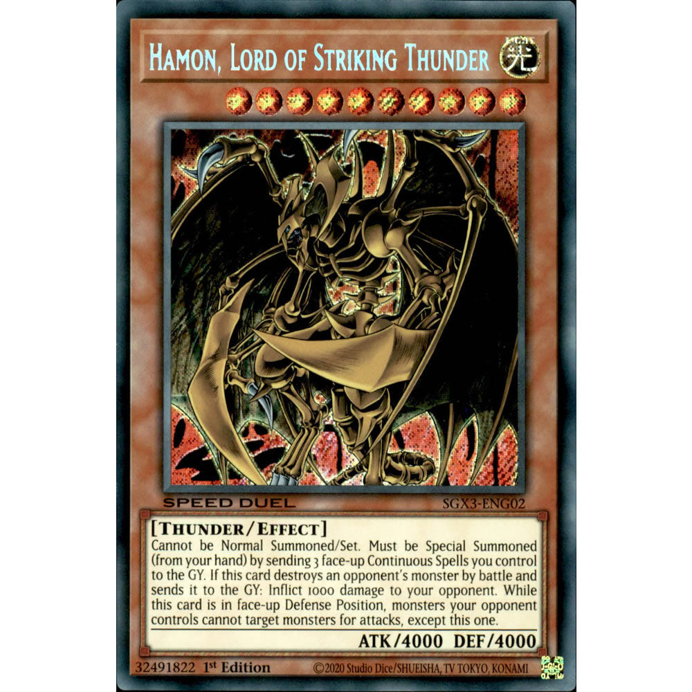 Hamon, Lord of Striking Thunder SGX3-ENG02 Yu-Gi-Oh! Card from the Speed Duel GX: Duelists of Shadows Set