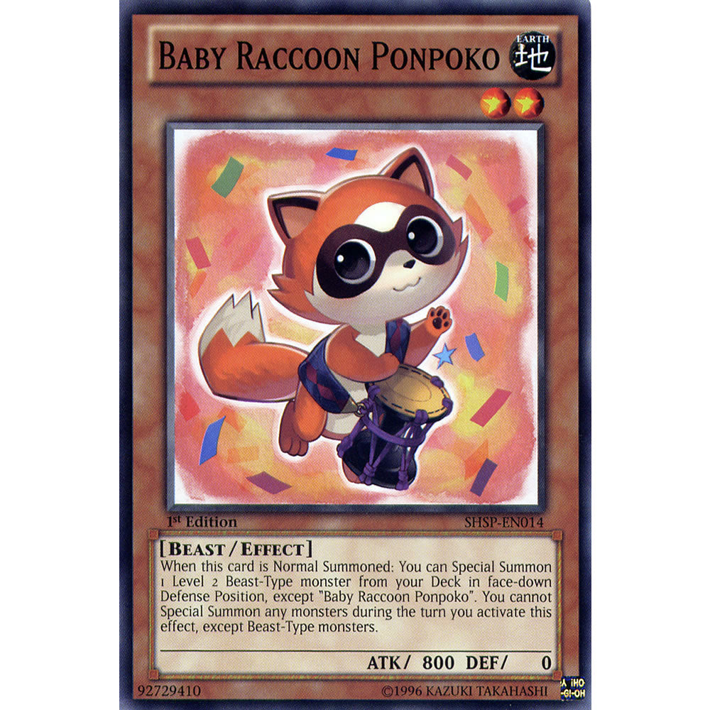 Baby Raccoon Ponpoko SHSP-EN014 Yu-Gi-Oh! Card from the Shadow Specters Set
