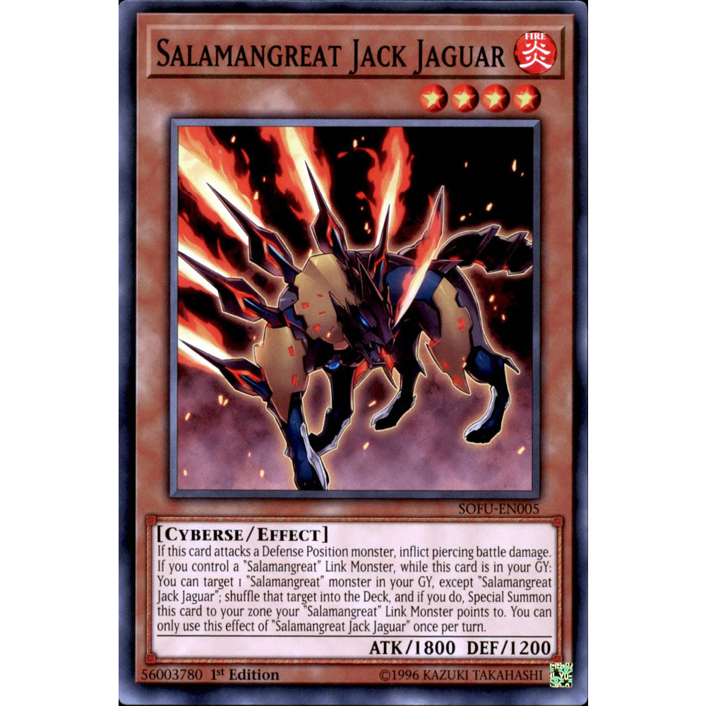 Salamangreat Jack Jaguar SOFU-EN005 Yu-Gi-Oh! Card from the Soul Fusion Set