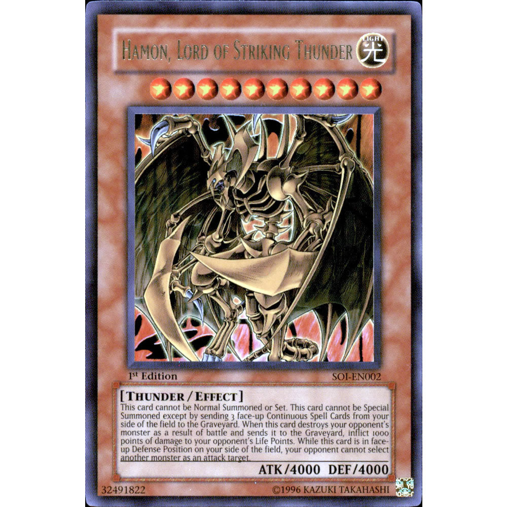 Hamon, Lord of Striking Thunder SOI-EN002 Yu-Gi-Oh! Card from the Shadow of Infinity Set