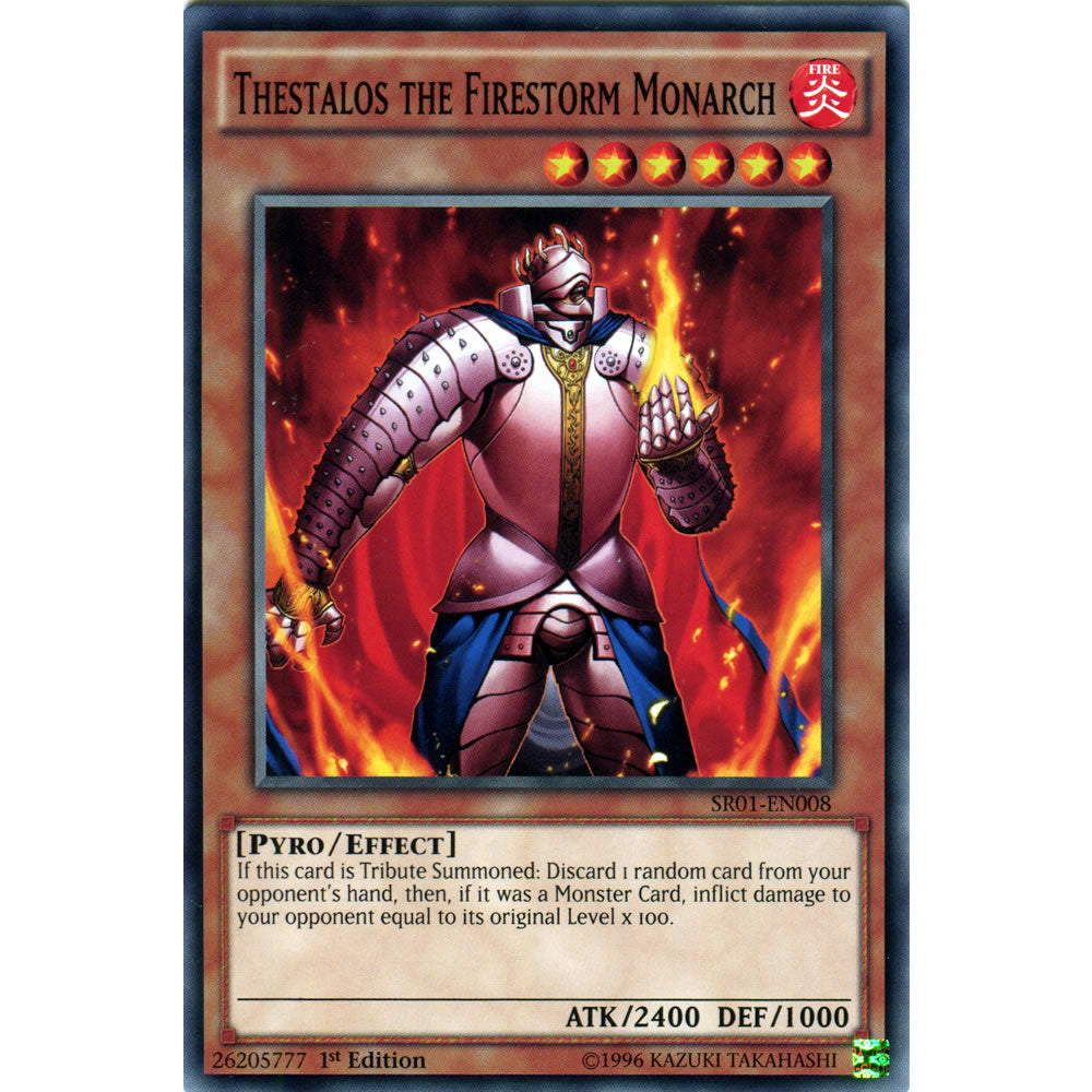 Thestalos the Firestorm Monarch SR01-EN008 Yu-Gi-Oh! Card from the Emperor of Darkness Set