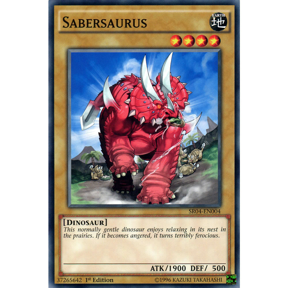 Sabersaurus SR04-EN004 Yu-Gi-Oh! Card from the Dinomasher's Fury Set