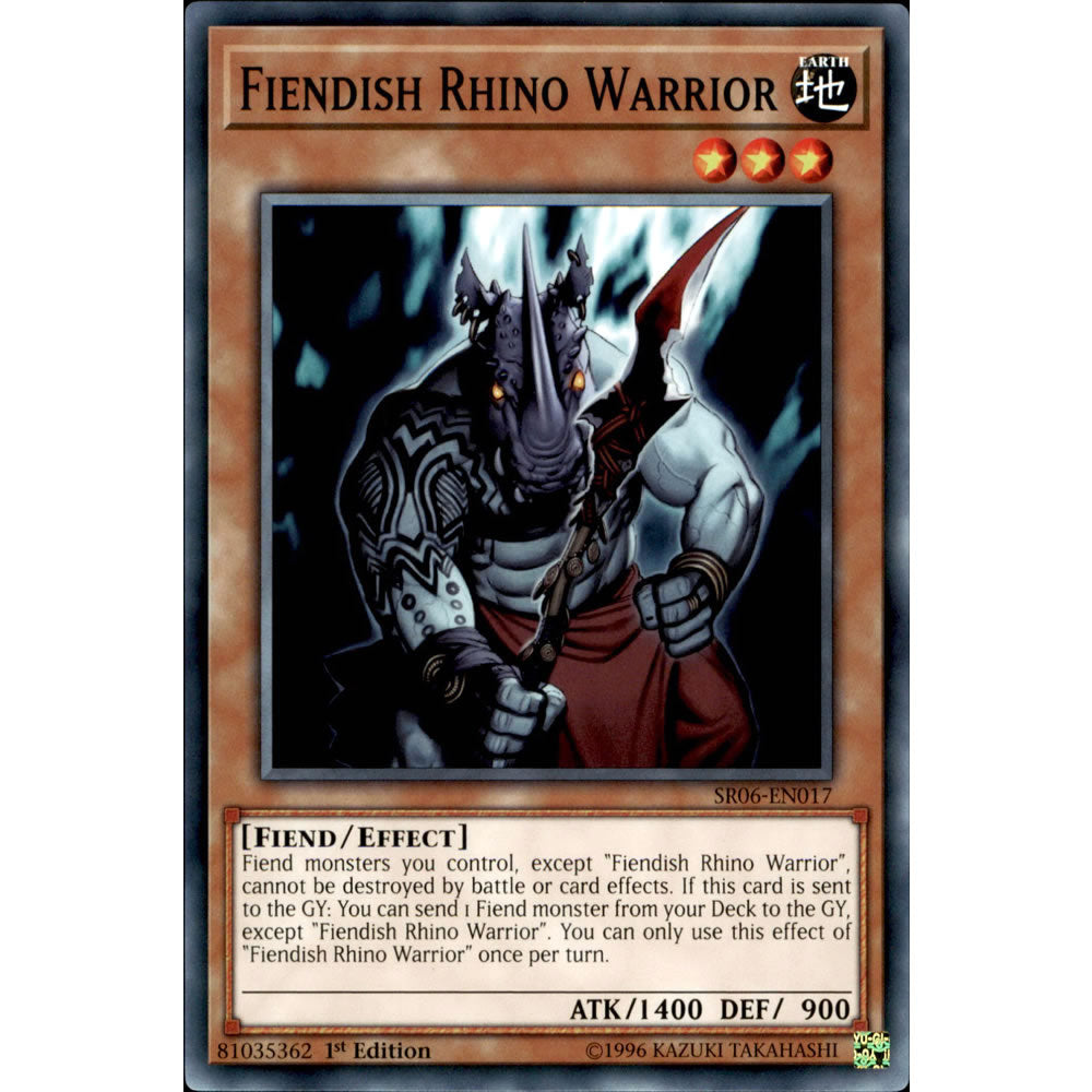 Fiendish Rhino Warrior SR06-EN017 Yu-Gi-Oh! Card from the Lair of Darkness Set
