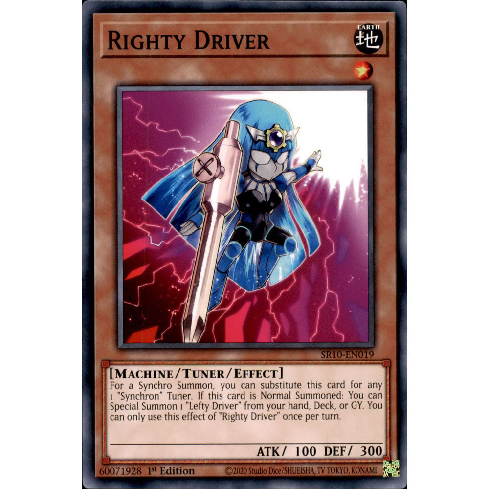 Righty Driver SR10-EN019 Yu-Gi-Oh! Card from the Mechanized Madness Set