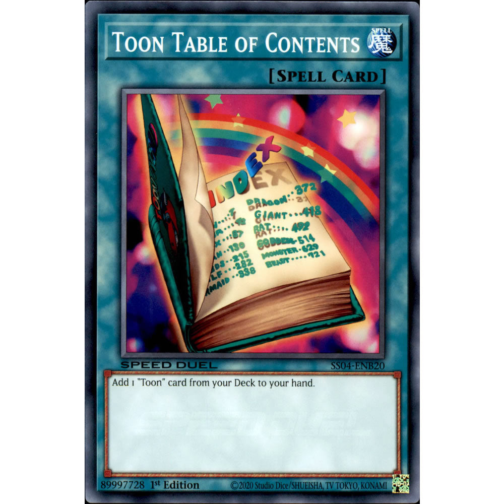 Toon Table of Contents SS04-ENB20 Yu-Gi-Oh! Card from the Speed Duel: Match of the Millennium Set