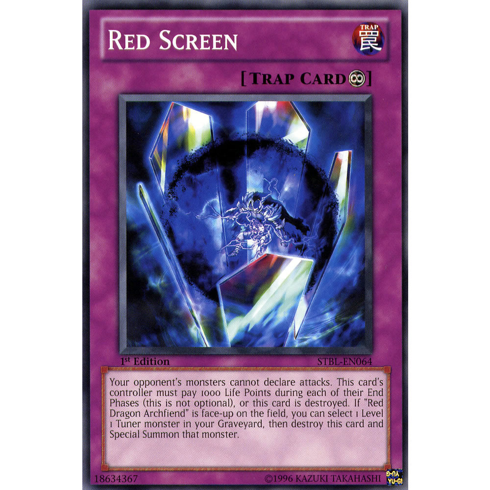 Red Screen STBL-EN064 Yu-Gi-Oh! Card from the Starstrike Blast Set
