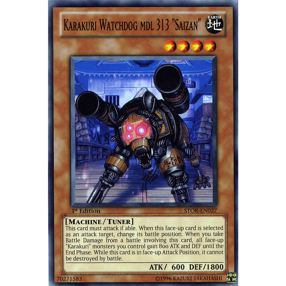 Karakuri Watchdog MDL 313 "Saizan" STOR-EN027 Yu-Gi-Oh! Card from the Storm of Ragnarok Set