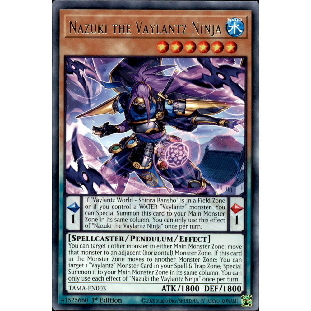 Nazuki the Vaylantz Ninja TAMA-EN003 Yu-Gi-Oh! Card from the Tactical Masters Set