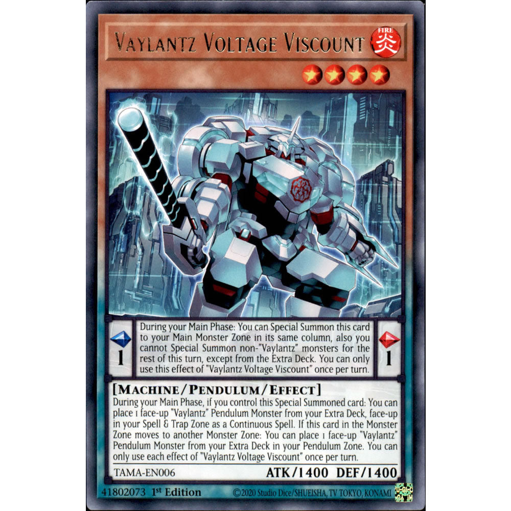 Vaylantz Voltage Viscount TAMA-EN006 Yu-Gi-Oh! Card from the Tactical Masters Set