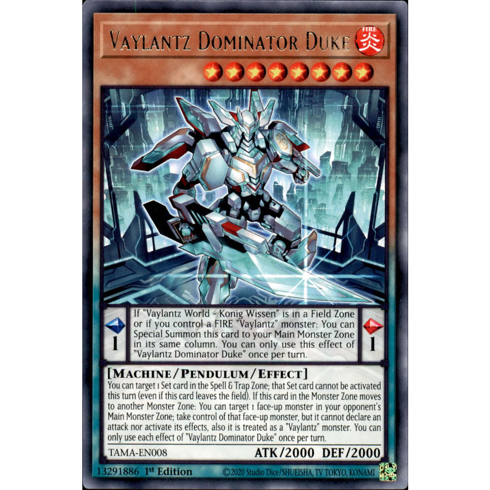 Vaylantz Dominator Duke TAMA-EN008 Yu-Gi-Oh! Card from the Tactical Masters Set