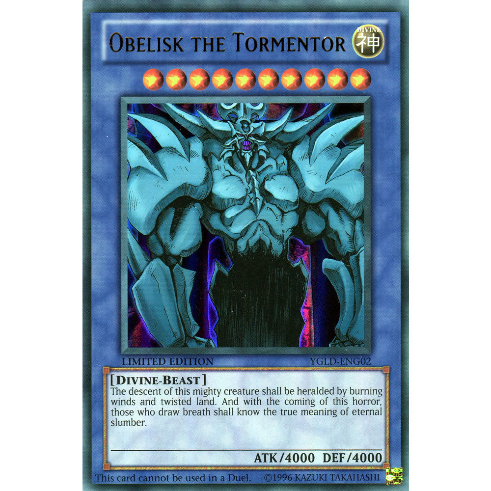 Obelisk the Tormentor YGLD-ENG02 Yu-Gi-Oh! Card from the Yugi's Legendary Decks Set