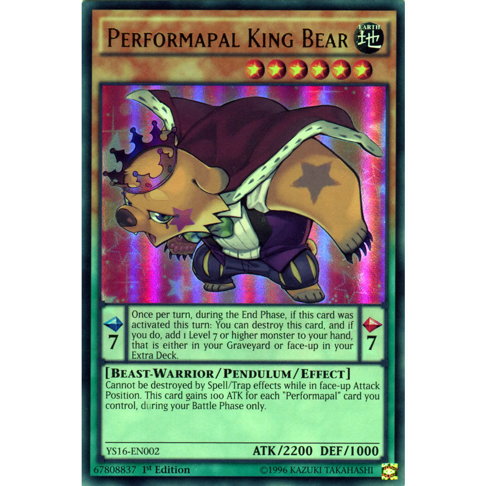 Performapal King Bear YS16-EN002 Yu-Gi-Oh! Card from the Yuya Set