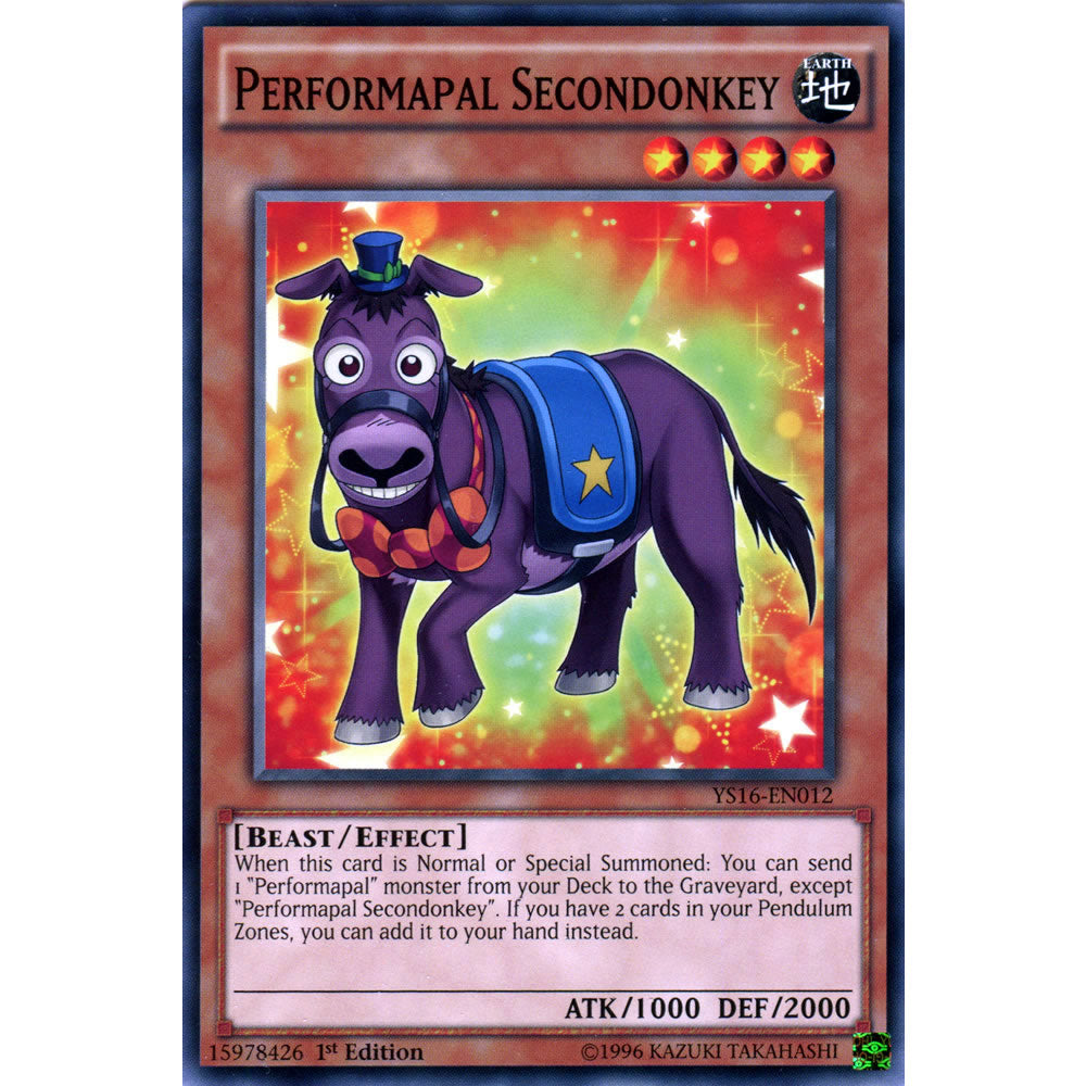 Performapal Secondonkey YS16-EN012 Yu-Gi-Oh! Card from the Yuya Set